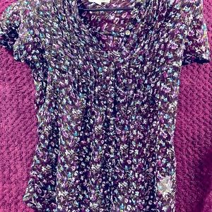 Aeropostale sheer top sz M dark purple floral